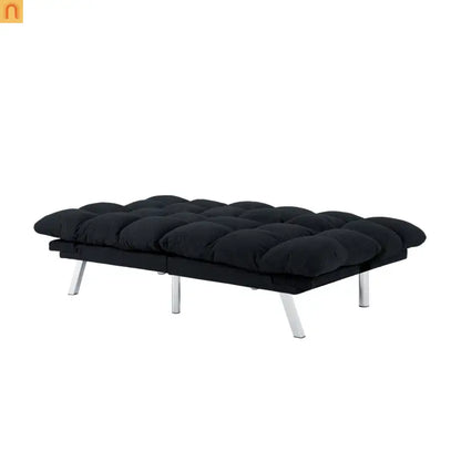 Mattress Foam 2-Seat Sofa Bed Corduroy Black Adjustable 67in