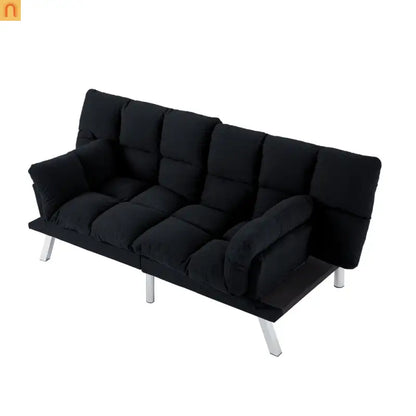 Mattress Foam 2-Seat Sofa Bed Corduroy Black Adjustable 67in