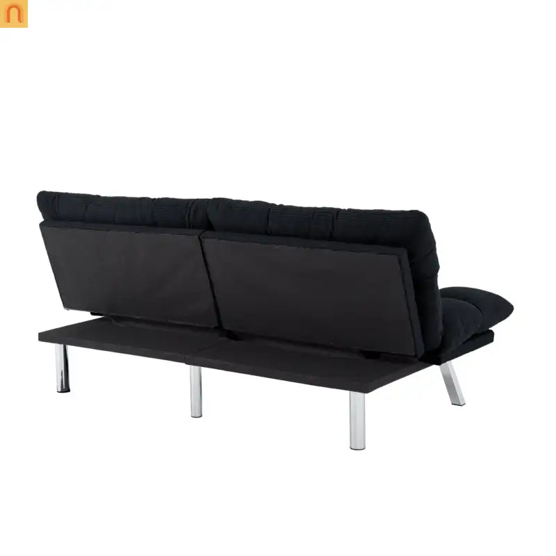 Mattress Foam 2-Seat Sofa Bed Corduroy Black Adjustable 67in