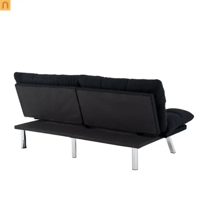 Mattress Foam 2-Seat Sofa Bed Corduroy Black Adjustable 67in