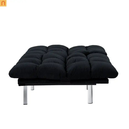 Mattress Foam 2-Seat Sofa Bed Corduroy Black Adjustable 67in