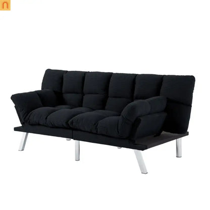 Mattress Foam 2-Seat Sofa Bed Corduroy Black Adjustable 67in