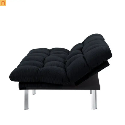 Mattress Foam 2-Seat Sofa Bed Corduroy Black Adjustable 67in
