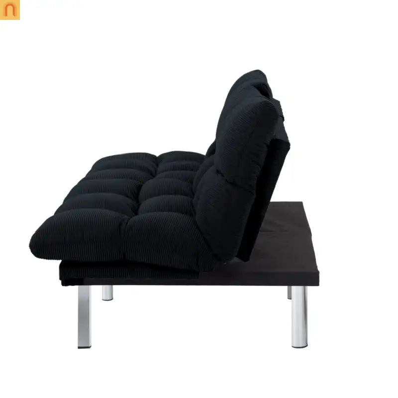 Mattress Foam 2-Seat Sofa Bed Corduroy Black Adjustable 67in
