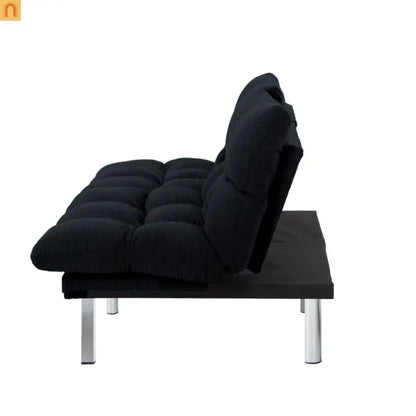 Mattress Foam 2-Seat Sofa Bed Corduroy Black Adjustable 67in