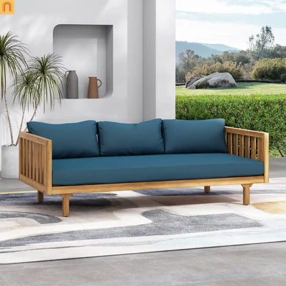 Outdoor Patio Acacia Wood Teak 3-Seater Cushions Included 67.75in