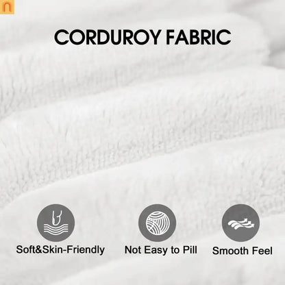 Sofa Modular Corduroy White 8-Seat 157in Feather-Fill Double Cushion