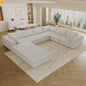 Sofa Modular Corduroy White 8-Seat 157in Feather-Fill Double Cushion