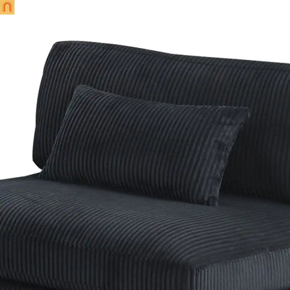 Sofa Modular Corduroy Black 4-Seat Ottoman Living Room Set