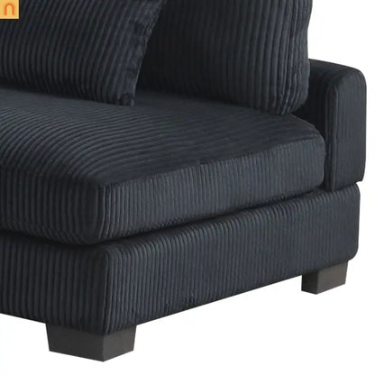 Sofa Modular Corduroy Black 4-Seat Ottoman Living Room Set