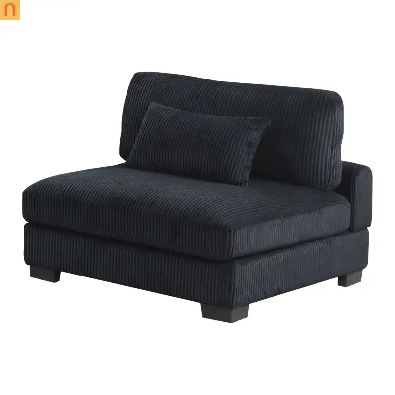 Sofa Modular Corduroy Black 4-Seat Ottoman Living Room Set