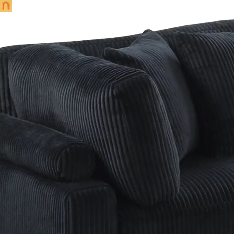 Sofa Modular Corduroy Black 4-Seat Ottoman Living Room Set