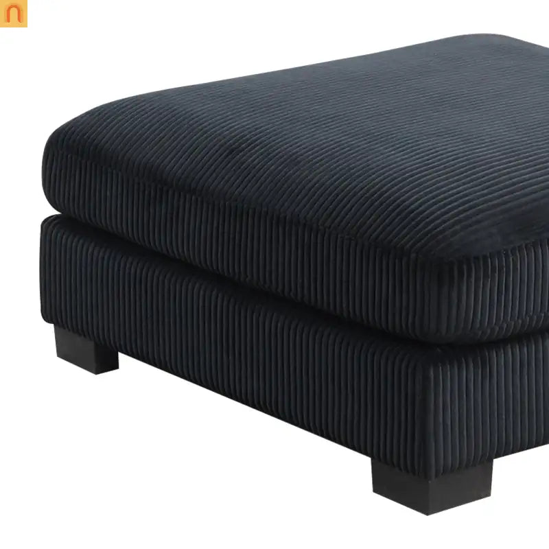 Sofa Modular Corduroy Black 4-Seat Ottoman Living Room Set