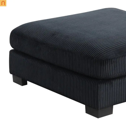 Sofa Modular Corduroy Black 4-Seat Ottoman Living Room Set