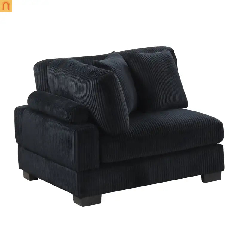 Sofa Modular Corduroy Black 4-Seat Ottoman Living Room Set