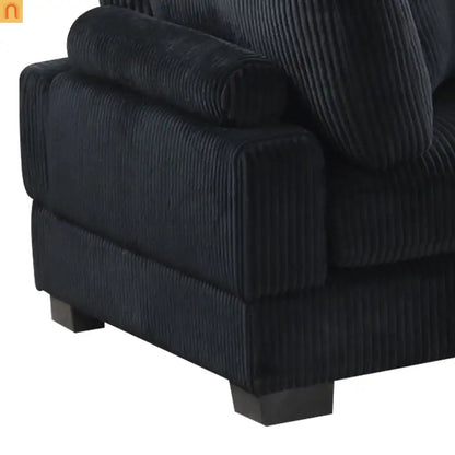 Sofa Modular Corduroy Black 4-Seat Ottoman Living Room Set
