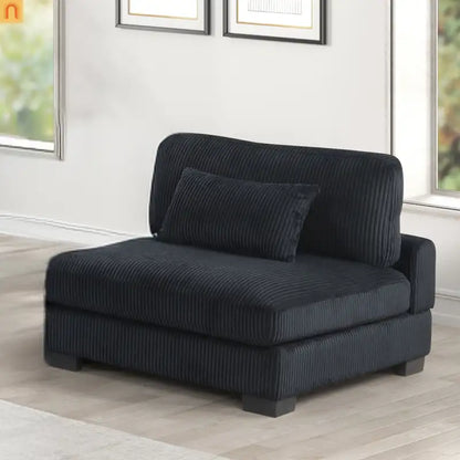 Sofa Modular Corduroy Black 4-Seat Ottoman Living Room Set