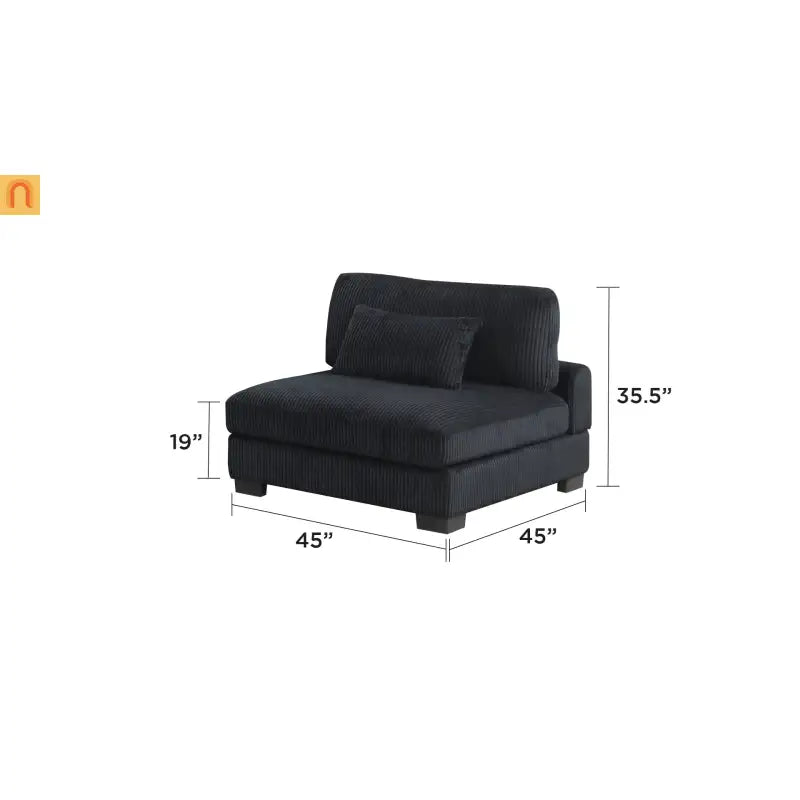 Sofa Modular Corduroy Black 4-Seat Ottoman Living Room Set