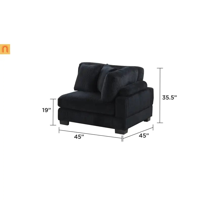 Sofa Modular Corduroy Black 4-Seat Ottoman Living Room Set