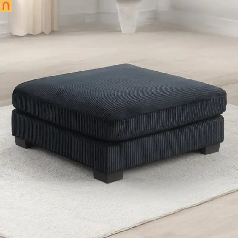 Sofa Modular Corduroy Black 4-Seat Ottoman Living Room Set