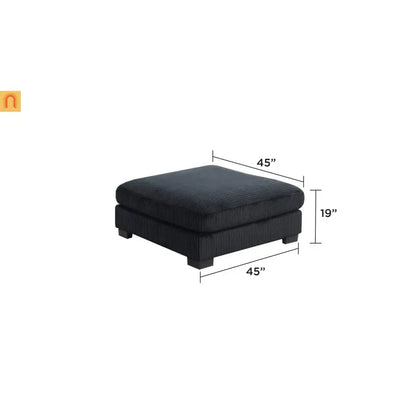 Sofa Modular Corduroy Black 4-Seat Ottoman Living Room Set