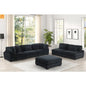 Sofa Modular Corduroy Black 4-Seat Ottoman Living Room Set