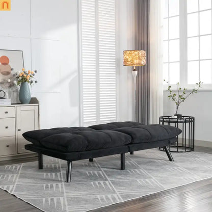 Sofa Bed Foldout Fabric Black Twin Adjustable Arms 800 lb