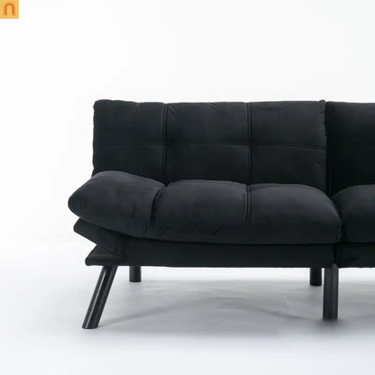 Sofa Bed Foldout Fabric Black Twin Adjustable Arms 800 lb