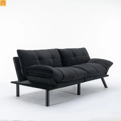 Sofa Bed Foldout Fabric Black Twin Adjustable Arms 800 lb