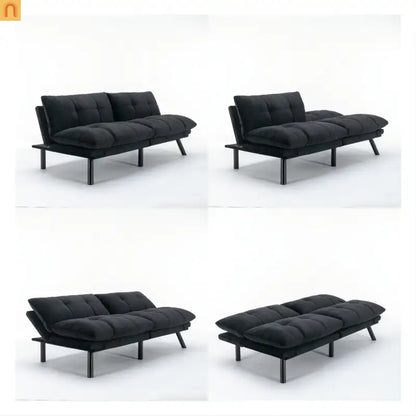 Sofa Bed Foldout Fabric Black Twin Adjustable Arms 800 lb