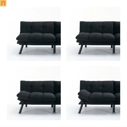 Sofa Bed Foldout Fabric Black Twin Adjustable Arms 800 lb