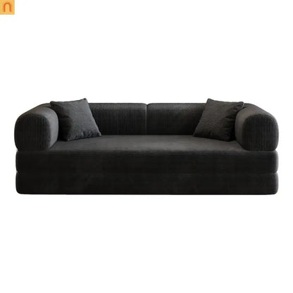 Sofa Convertible Corduroy Black Modular 78in No Assembly