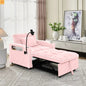 Sofa Bed Chair Convertible Velvet Pink Pull-Out Twin USB