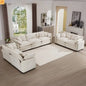 Sofa Set Corduroy Beige Deep Seat 2-Piece Retro Modern