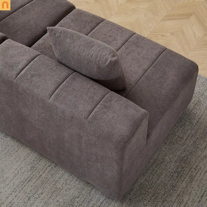 Sofa Curved Modular Chenille Gray 8-Seat No Assembly