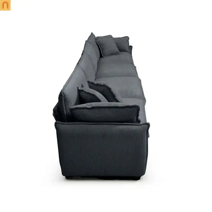 Sofa Set Deep Seat Corduroy Gray 7-Seat 3-Piece Retro Style