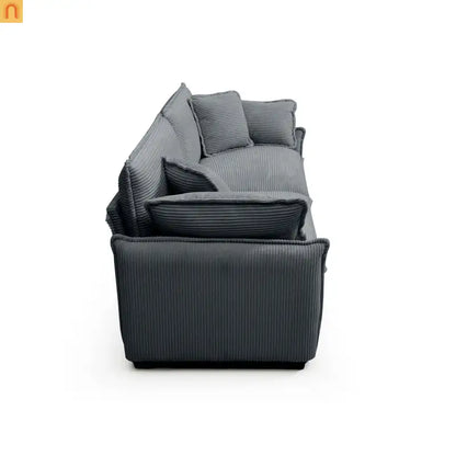 Sofa Set Deep Seat Corduroy Gray 7-Seat 3-Piece Retro Style