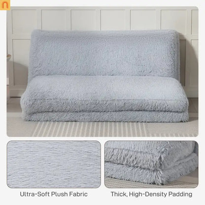 Mattress Floor Sofa Plush Light Gray Folding 12in 528 lb No Assembly