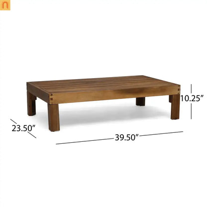 Outdoor Sofa Set Acacia Wood Teak Beige Cushions 5-Piece