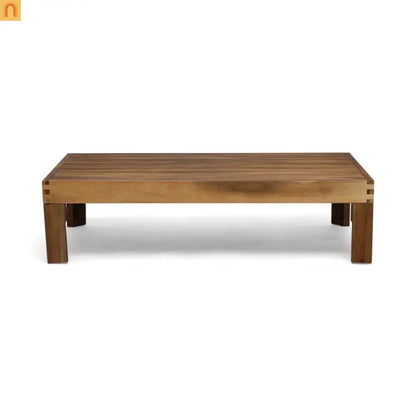 Outdoor Sofa Set Acacia Wood Teak Beige Cushions 5-Piece