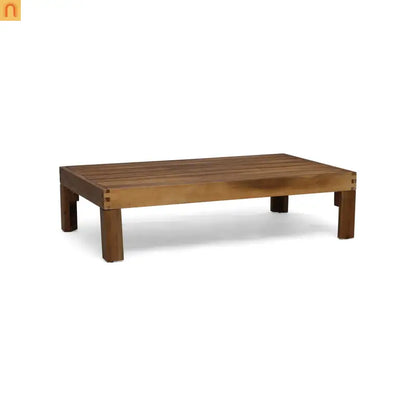 Outdoor Sofa Set Acacia Wood Teak Beige Cushions 5-Piece
