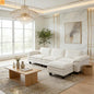 Sofa L-Shape Corduroy Beige 4-Seat with Ottoman 124.4in