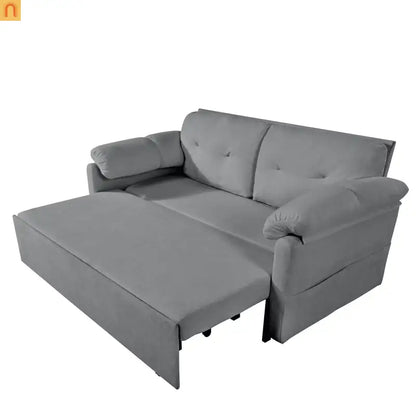 Sofa Bed Convertible Chenille Gray Queen Sleeper Storage Pockets 71in