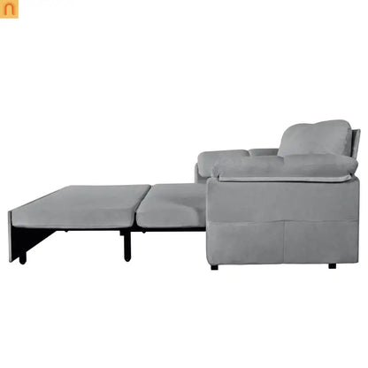 Sofa Bed Convertible Chenille Gray Queen Sleeper Storage Pockets 71in