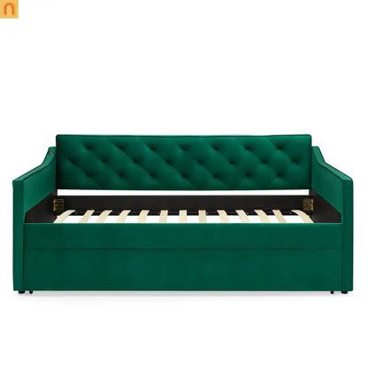 Sofa Daybed Velvet Green Twin Trundle USB Tufted 300 lb 81in