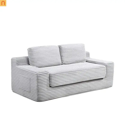 Sofa Bed Convertible Corduroy Gray 2-Seat Floor Bed 70in No Assembly