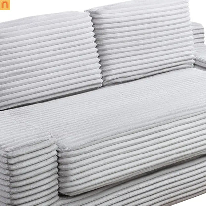 Sofa Bed Convertible Corduroy Gray 2-Seat Floor Bed 70in No Assembly