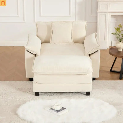 Sofa Modular Chenille Beige 1-Seat Cloud Cushion Double-Layer Foam
