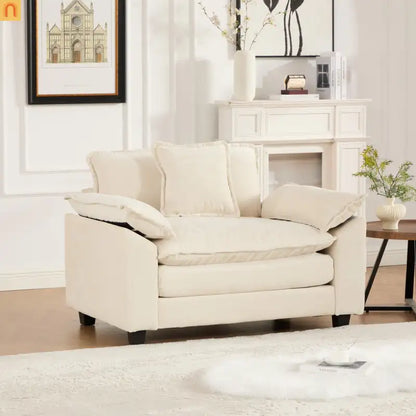 Sofa Modular Chenille Beige 1-Seat Cloud Cushion Double-Layer Foam