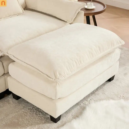 Sofa Modular Chenille Beige 1-Seat Cloud Cushion Double-Layer Foam